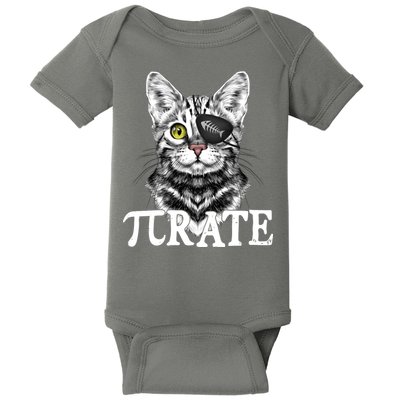 Funny Vintage Pi Day 314 PiRate Pirate Cat Baby Bodysuit