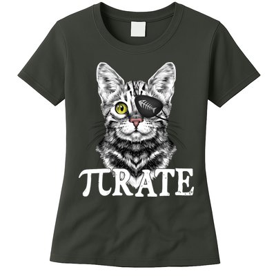 Funny Vintage Pi Day 314 PiRate Pirate Cat Womens T-Shirt