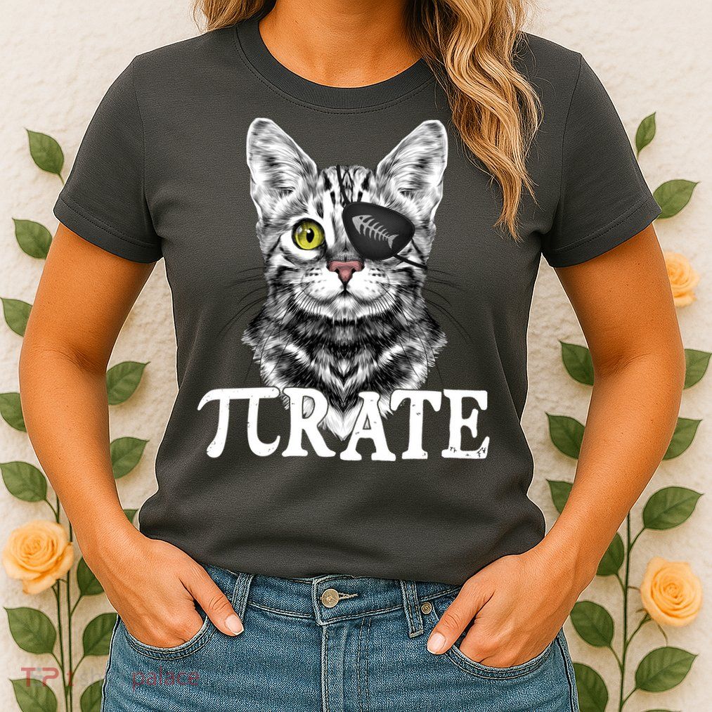 Funny Vintage Pi Day 314 PiRate Pirate Cat Womens T-Shirt