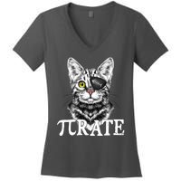 Funny Vintage Pi Day 314 PiRate Pirate Cat Women's V-Neck T-Shirt