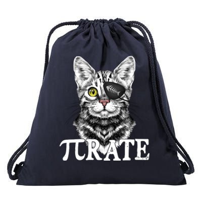 Funny Vintage Pi Day 314 PiRate Pirate Cat Drawstring Bag