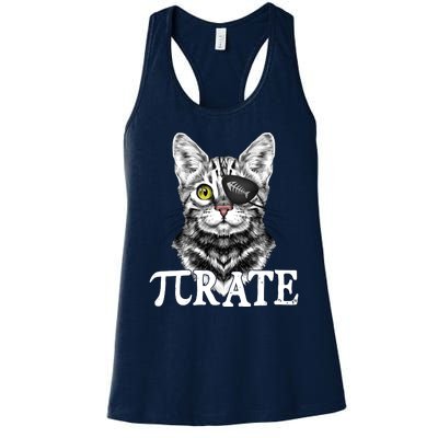 Funny Vintage Pi Day 314 PiRate Pirate Cat Women's Racerback Tank