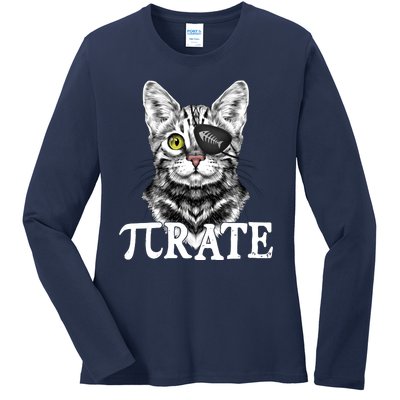 Funny Vintage Pi Day 314 PiRate Pirate Cat Ladies Long Sleeve Shirt