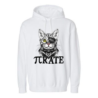 Funny Vintage Pi Day 314 PiRate Pirate Cat Garment-Dyed Fleece Hoodie