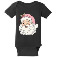 Funny Vintage Pink Santa Claus Pink Christmas Baby Bodysuit