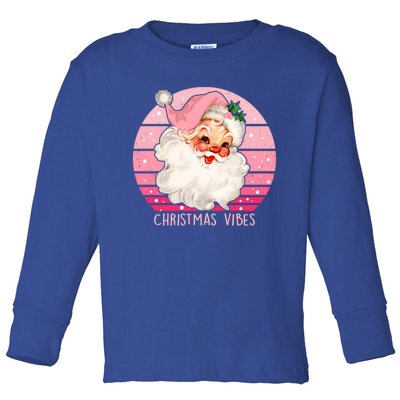 Funny Vintage Pink Santa Claus Pink Christmas Design Meaningful Gift Toddler Long Sleeve Shirt