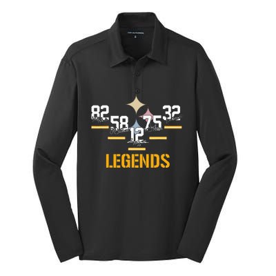 Football Vintage Pittsburgh Legends Signatures Silk Touch Performance Long Sleeve Polo