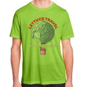 Funny Vegan Pun Lets Travel Lettuce Hot Air Balloon Graphic Gift Adult ChromaSoft Performance T-Shirt