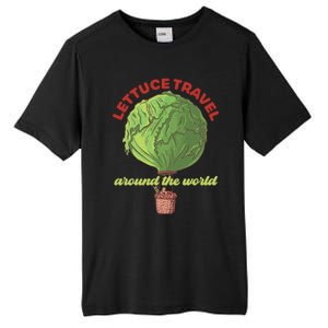 Funny Vegan Pun Lets Travel Lettuce Hot Air Balloon Graphic Gift Tall Fusion ChromaSoft Performance T-Shirt