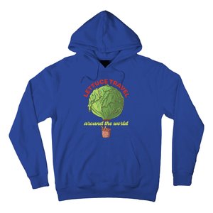 Funny Vegan Pun Lets Travel Lettuce Hot Air Balloon Graphic Gift Hoodie