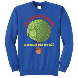 Funny Vegan Pun Lets Travel Lettuce Hot Air Balloon Graphic Gift Sweatshirt