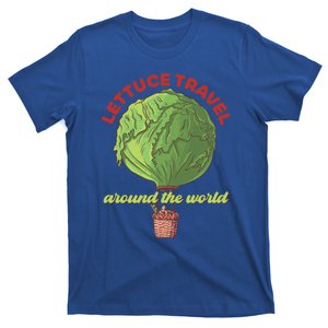 Funny Vegan Pun Lets Travel Lettuce Hot Air Balloon Graphic Gift T-Shirt