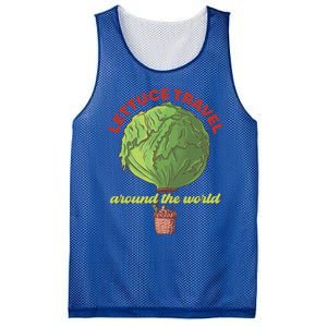 Funny Vegan Pun Lets Travel Lettuce Hot Air Balloon Graphic Gift Mesh Reversible Basketball Jersey Tank