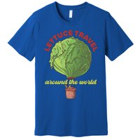 Funny Vegan Pun Lets Travel Lettuce Hot Air Balloon Graphic Gift Premium T-Shirt