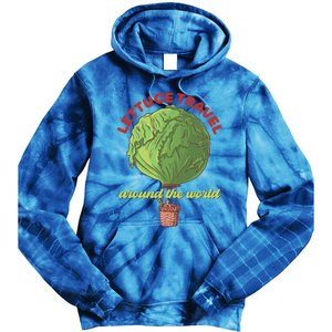 Funny Vegan Pun Lets Travel Lettuce Hot Air Balloon Graphic Gift Tie Dye Hoodie