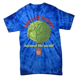 Funny Vegan Pun Lets Travel Lettuce Hot Air Balloon Graphic Gift Tie-Dye T-Shirt