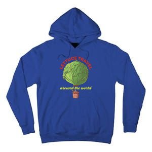 Funny Vegan Pun Lets Travel Lettuce Hot Air Balloon Graphic Gift Tall Hoodie