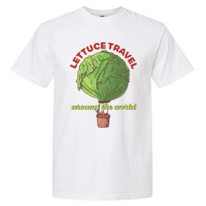 Funny Vegan Pun Lets Travel Lettuce Hot Air Balloon Graphic Gift Garment-Dyed Heavyweight T-Shirt