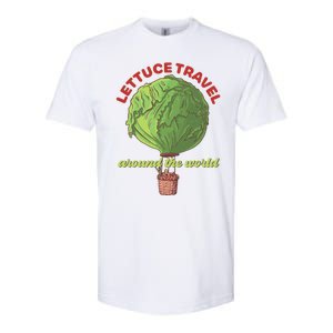 Funny Vegan Pun Lets Travel Lettuce Hot Air Balloon Graphic Gift Softstyle CVC T-Shirt