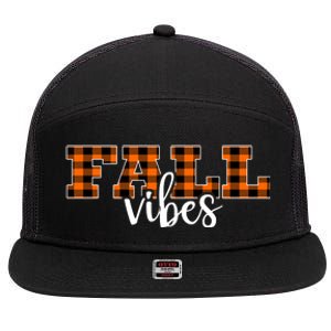 Fall Vibes Plaid October 7 Panel Mesh Trucker Snapback Hat