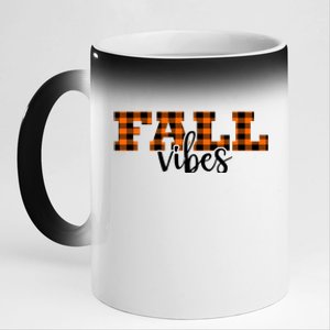 Fall Vibes Plaid October 11oz Black Color Changing Mug