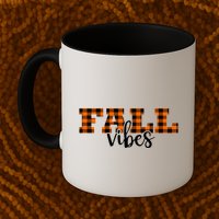 Fall Vibes Plaid October Mug