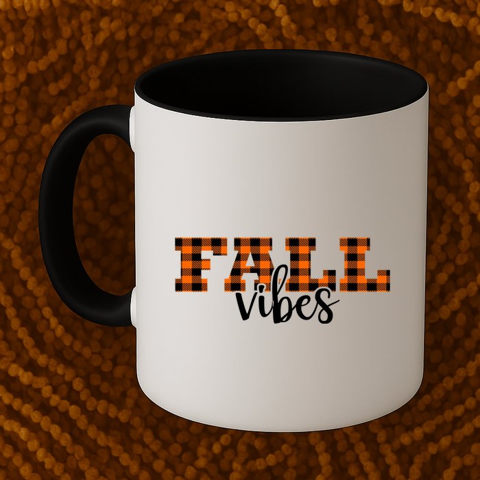 Fall Vibes Plaid October Mug