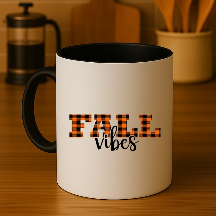 Fall Vibes Plaid October Mug