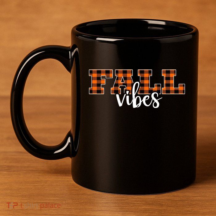 Fall Vibes Plaid October 11oz C Handle Ceramic Mug
