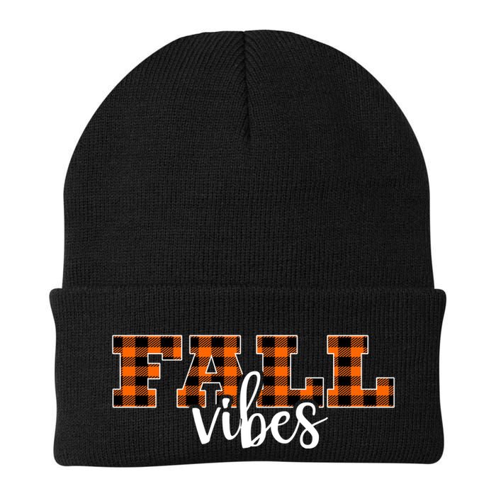 Fall Vibes Plaid October Beanie