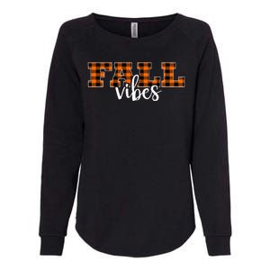 Fall Vibes Plaid October Womens California Wash Sweatshirt