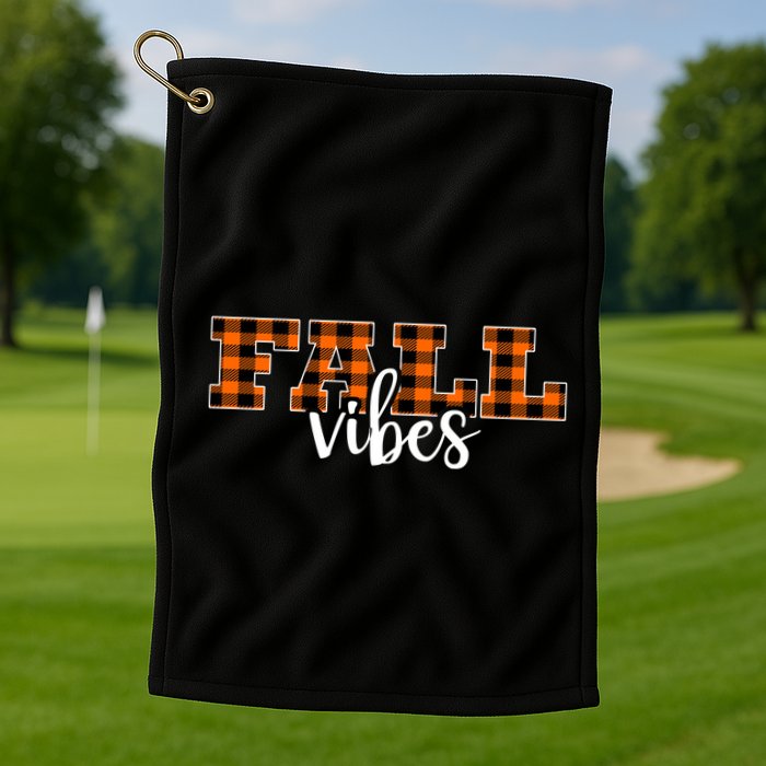 Fall Vibes Plaid October Golf Towel