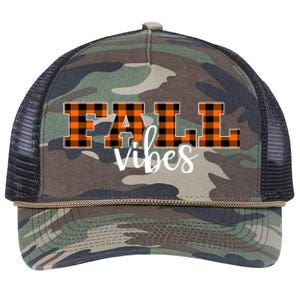 Fall Vibes Plaid October Retro Rope Trucker Hat Cap