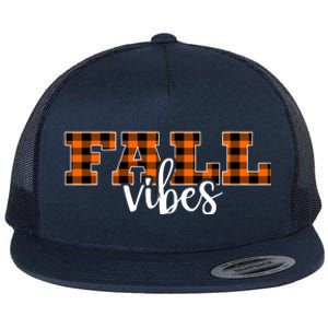 Fall Vibes Plaid October Flat Bill Trucker Hat