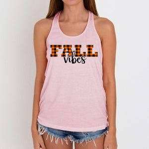 Fall Vibes Plaid October Women's Knotted Racerback Tank