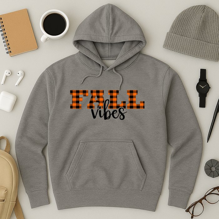 Fall Vibes Plaid October Hoodie