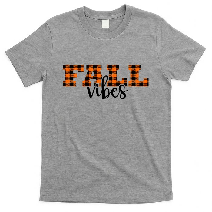 Fall Vibes Plaid October T-Shirt