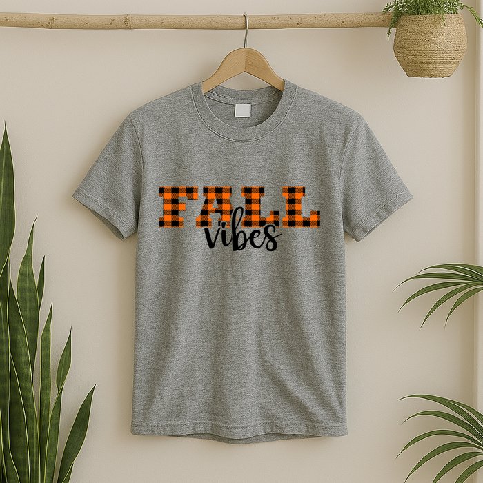 Fall Vibes Plaid October T-Shirt