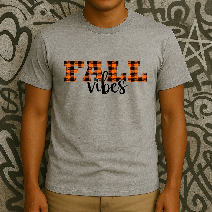 Fall Vibes Plaid October T-Shirt