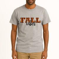 Fall Vibes Plaid October Tall T-Shirt