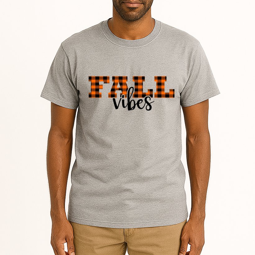 Fall Vibes Plaid October Tall T-Shirt