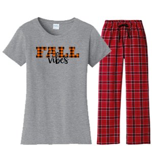 Fall Vibes Plaid October Women's Flannel Pajama Set