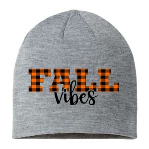 Fall Vibes Plaid October Sustainable Beanie