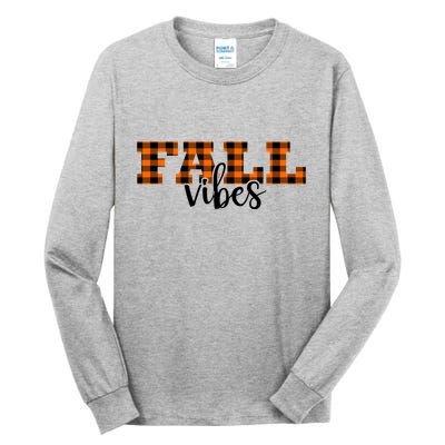 Fall Vibes Plaid October Tall Long Sleeve T-Shirt