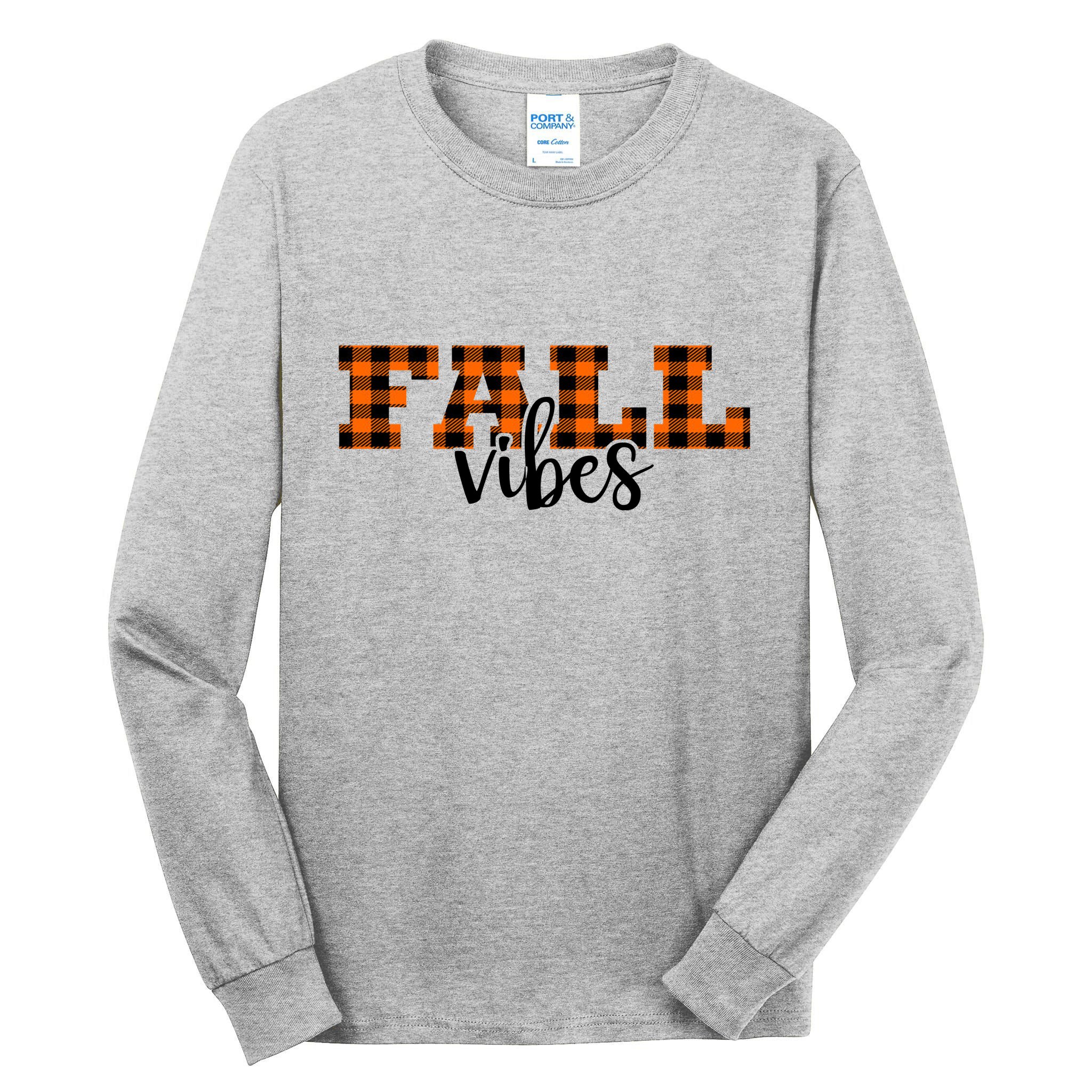 Fall Vibes Plaid October Tall Long Sleeve T-Shirt
