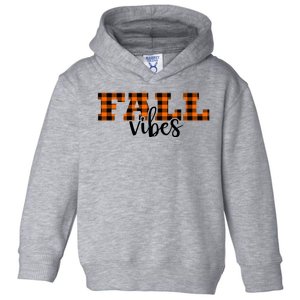 Fall Vibes Plaid October Toddler Hoodie