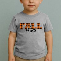 Fall Vibes Plaid October Toddler T-Shirt