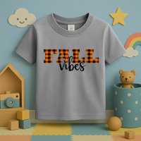 Fall Vibes Plaid October Toddler T-Shirt