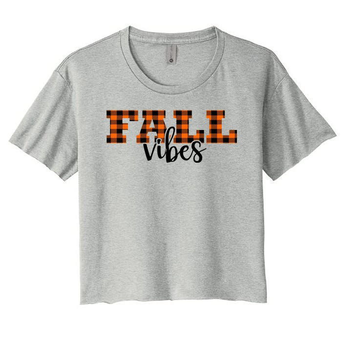 Fall Vibes Plaid October Women's Crop Top Tee