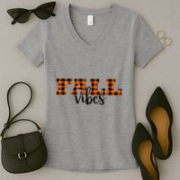 Fall Vibes Plaid October Women's V-Neck T-Shirt